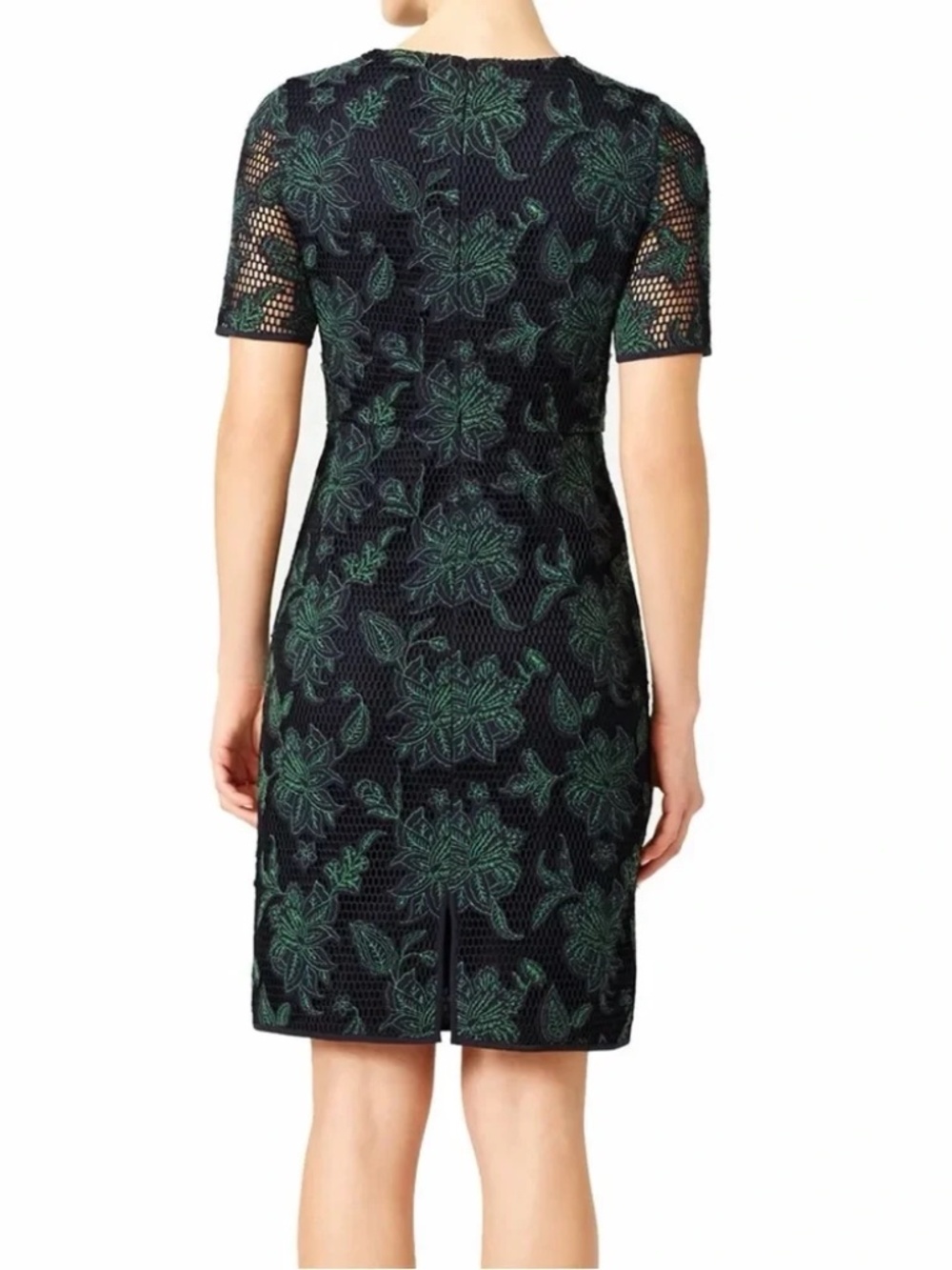 NWOT Tory Burch Black Green Floral Embroidered Mesh Sheath Dress Sz 6 Org $400 - Picture 3 of 6